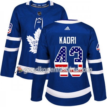 Toronto Maple Leafs Nazem Kadri 43 Adidas 2017-2018 Blauw USA Flag Fashion Authentic Shirt - Dames